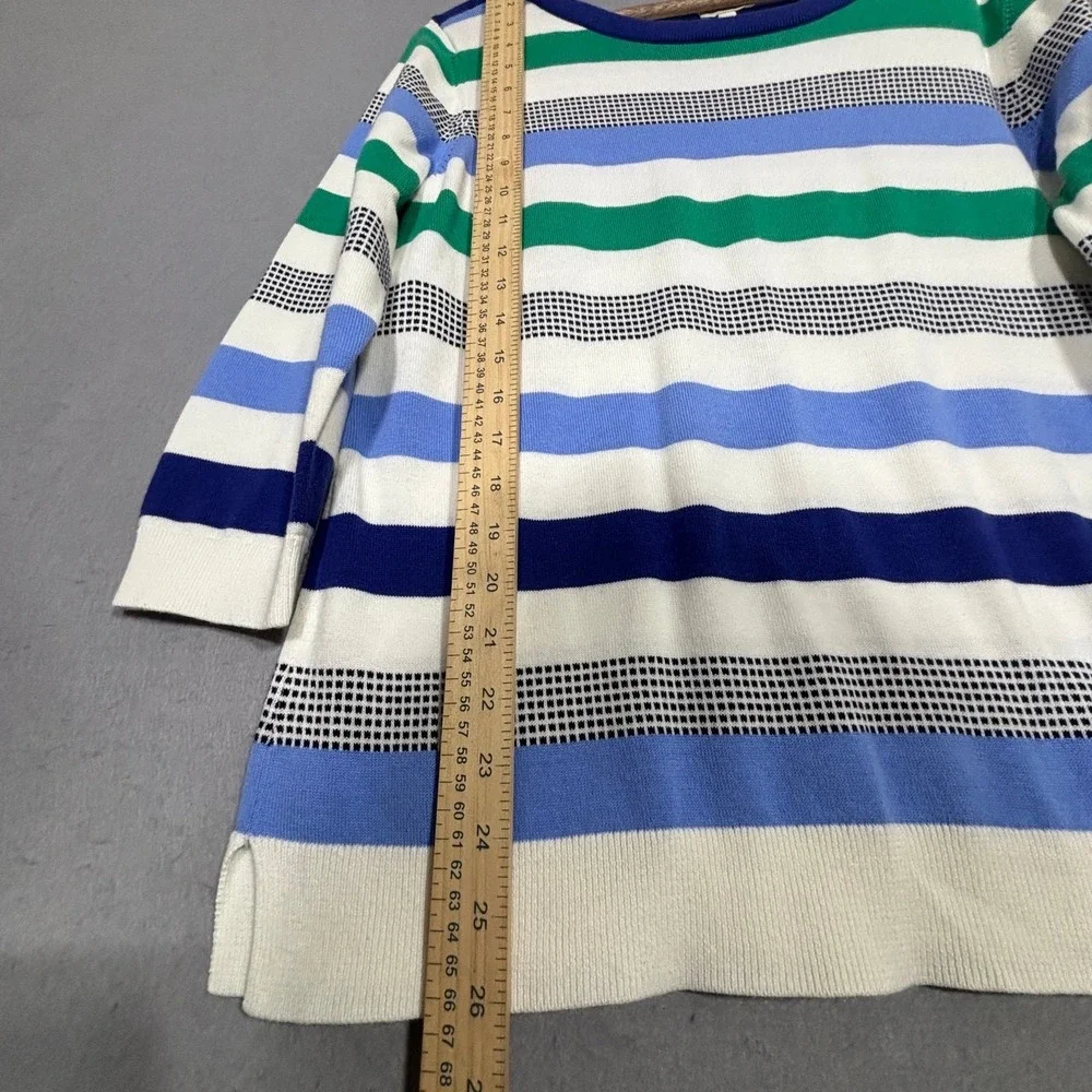 Talbots Striped Knit Sweater 3/4 Sleeve Colorful Preppy Coastal Soft Casual‎ XL